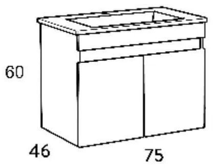 Πάγκος μπάνιου με Νιπτήρα OMEGA 75 Berlin 72x44x60 εκ. 75x45x60 εκ.