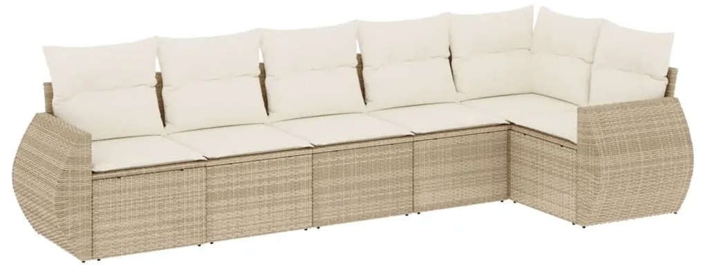 vidaXL Σετ Καναπέ Κήπου 6 τεμ. Μπεζ Συνθετικό Ρατάν με Μαξιλάρια