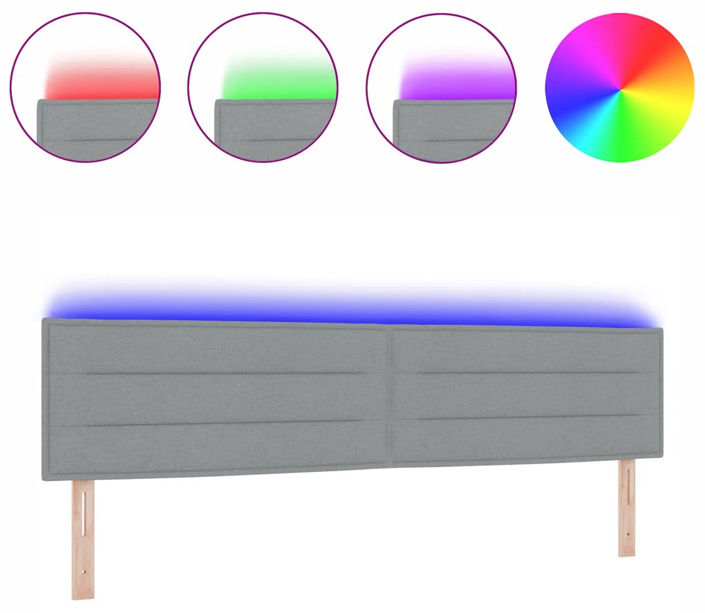 vidaXL LED Κεφαλάρι Γραμμές Σχεδίου Ανοιχτό Γκρι 200 εκ. Υφάσματος