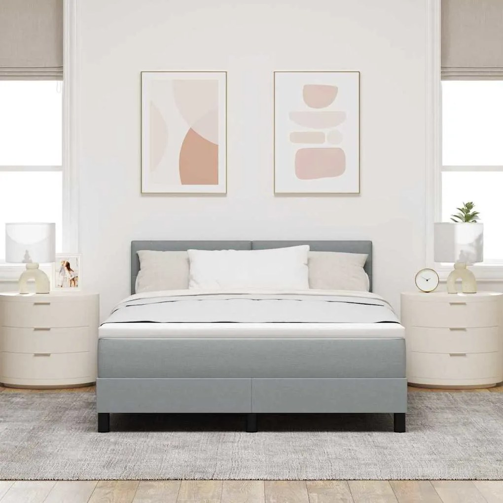 vidaXL Κρεβάτι box spring με στρώμα Ανοιχτό γκρι 140 x 200 cm ύφασμα