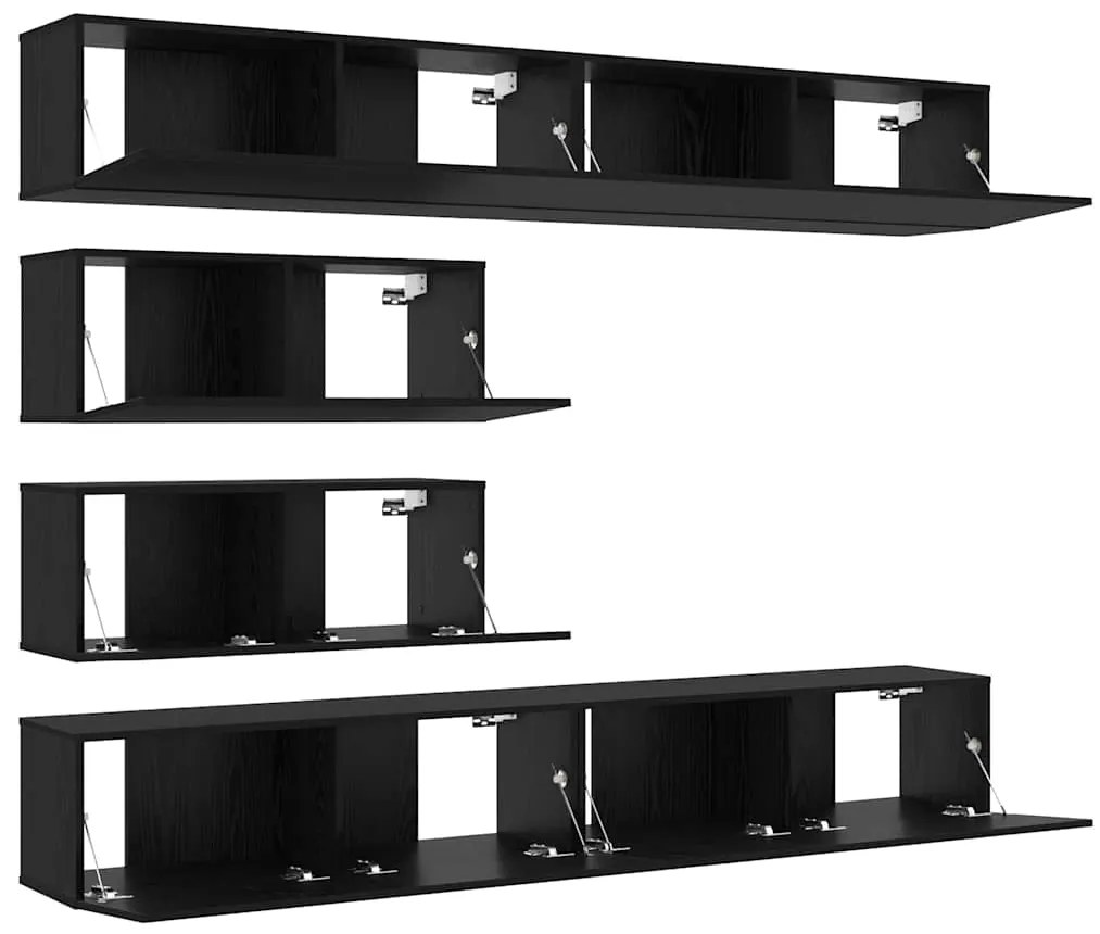 vidaXL Σετ επίπλου τηλεόρασης 6 pcs Μαύρη Οξυά Επεξεργασμένο ξύλο