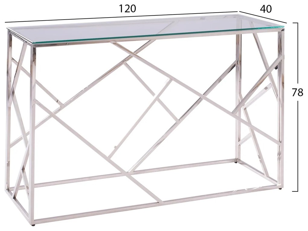 ΚΟΝΣΟΛΑ JANA  ΜΕ ΓΥΑΛΙ ΚΑΙ ΒΑΣΗ ΧΡΩΜΙΟΥ 120X40Χ78Υ EK.