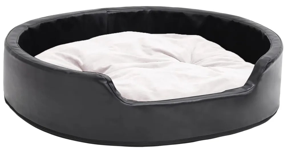 vidaXL Κρεβάτι Σκύλου Μαύρο/Μπεζ 79 x 70 x 19 εκ. Βελουτέ/Συνθ. Δέρμα