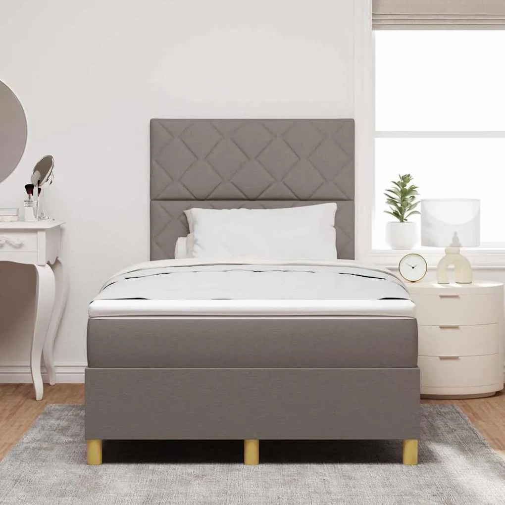 vidaXL Κρεβάτι με ελατήρια με κεφαλάρι Taupe 120 x 190 cm ύφασμα