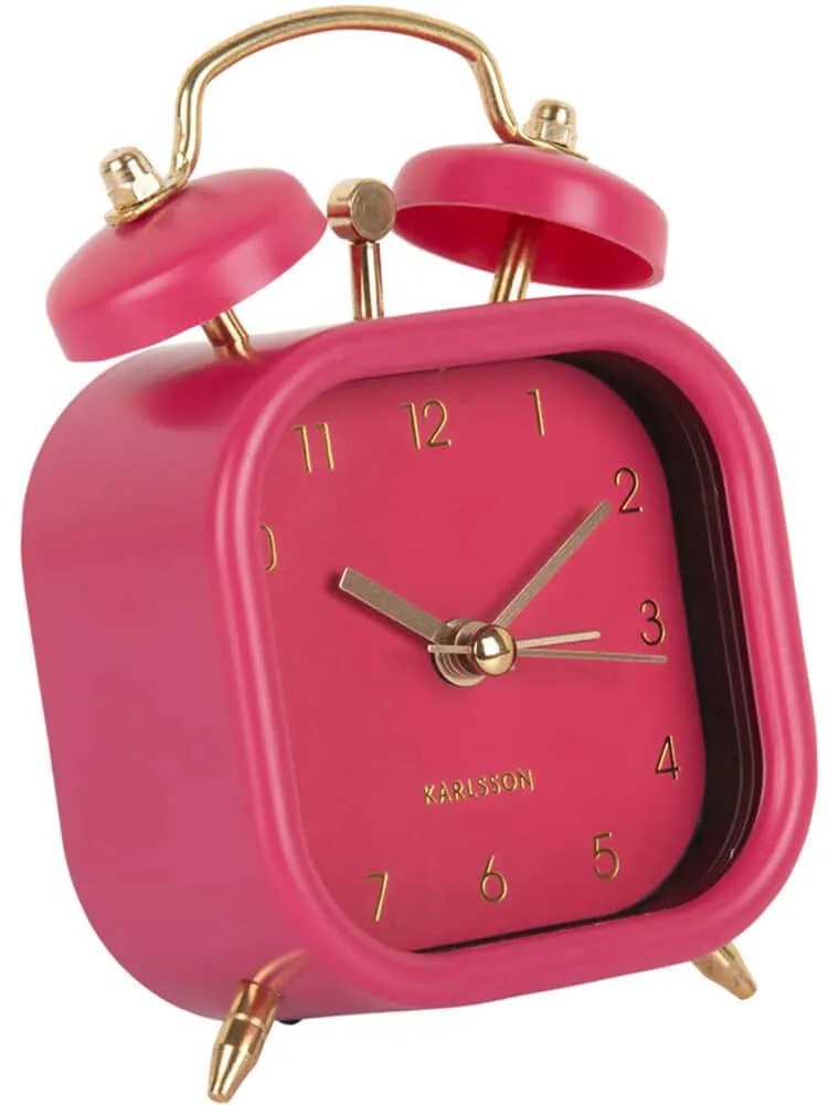 Ρολόι Επιτραπέζιο - Ξυπνητήρι Metallic Glam Square KA5921DP 7,5x4,1x11,4cm Dark Pink Karlsson Πολυστερίνη