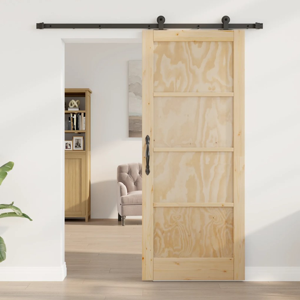 vidaXL Συσρόμενη Πόρτα με Σετ Εξαρτημάτων 83x202 εκ. Ξύλο Μασίφ Πεύκου