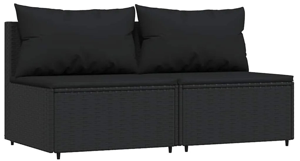 vidaXL Σαλόνι Κήπου Σετ 3 Τεμαχίων Μαύρο Συνθετικό Ρατάν με Μαξιλάρια