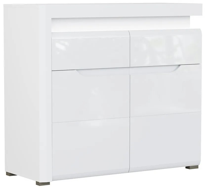 Σιφονιέρα Orlando K102, Γυαλιστερό λευκό, Άσπρο, Με συρτάρια και ντουλάπια, Αριθμός συρταριών: 1, 89x100x39cm | Epipla1.gr