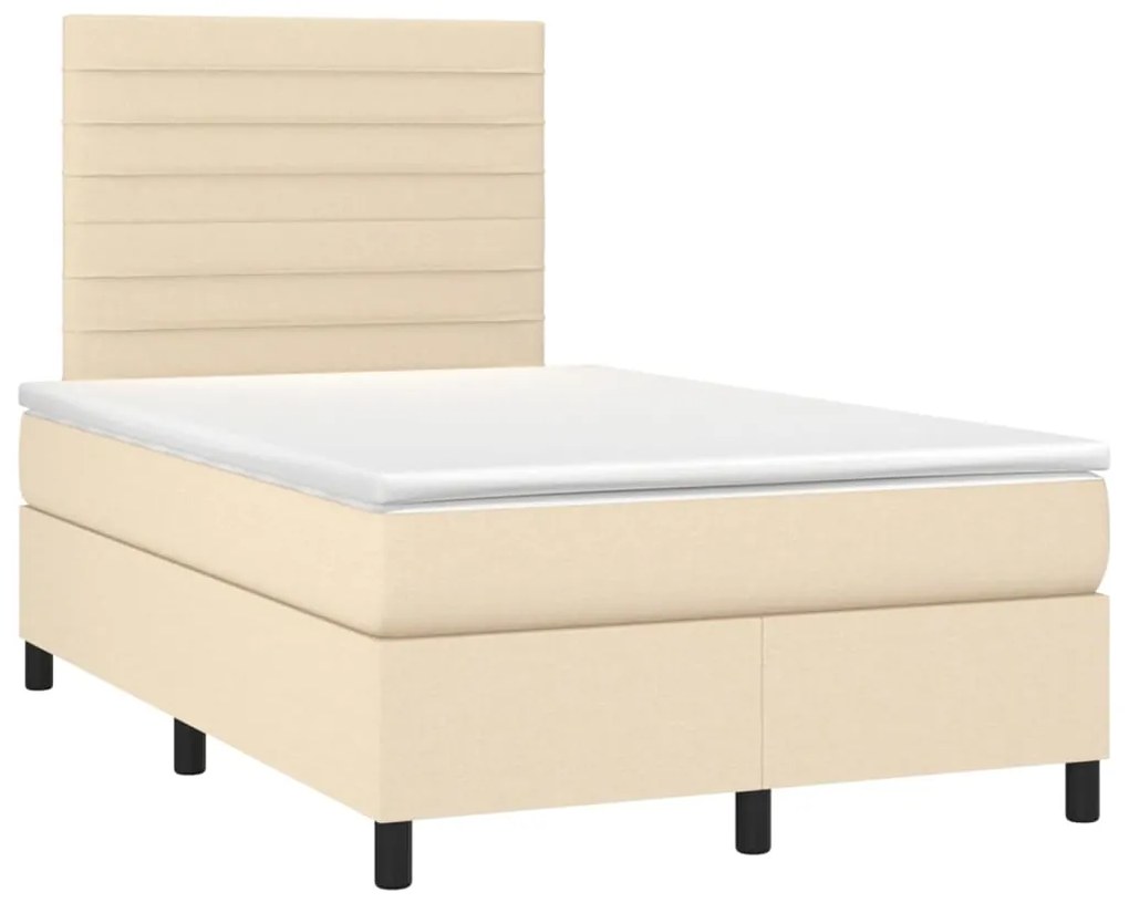 vidaXL Κρεβάτι Boxspring με Στρώμα Κρεμ 120x200 εκ. Υφασμάτινο