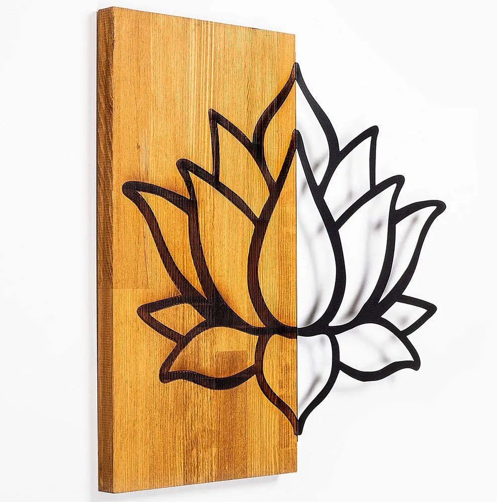 Διακοσμητικό Τοίχου 899SKL2272 59x58cm Walnut-Black Wallity Metal,Wood