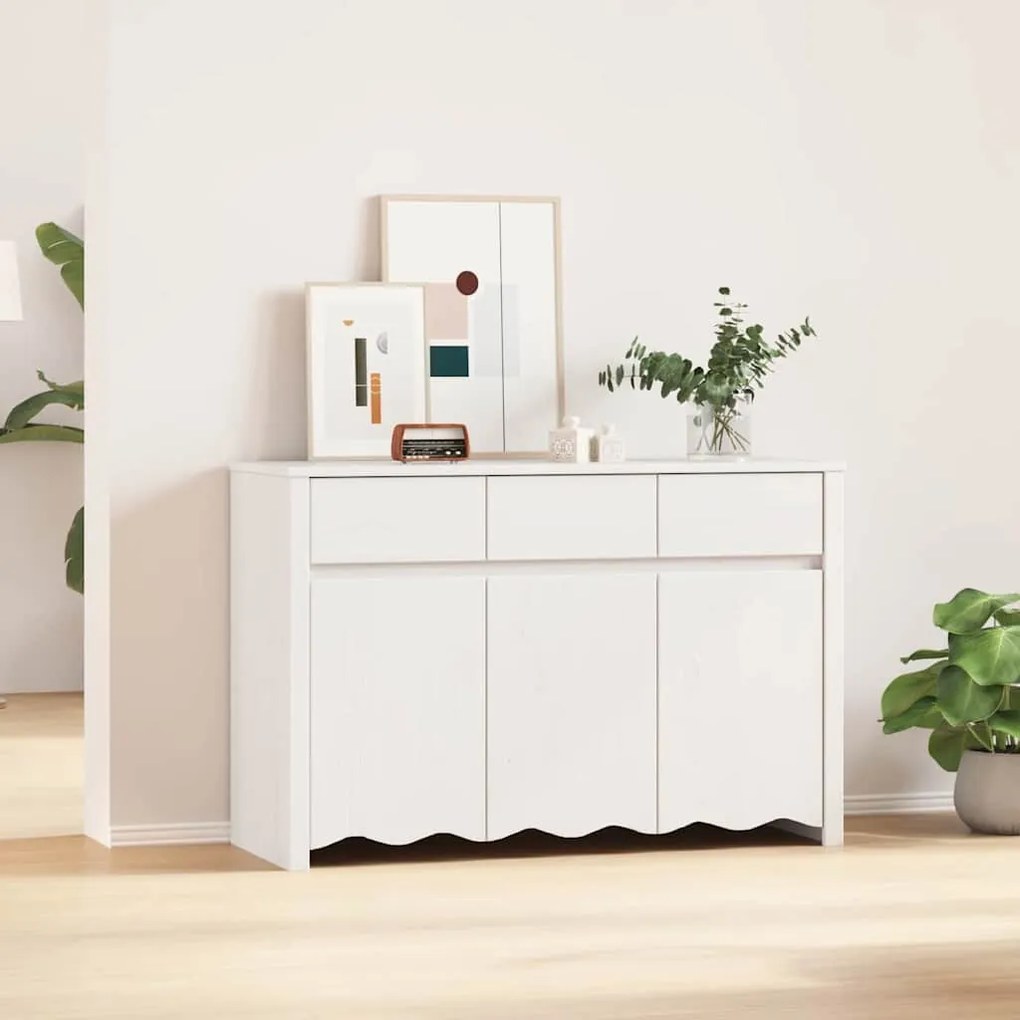 vidaXL Λευκό 114 x 43 x 75.5 εκ Μασίφ ξύλο πεύκου