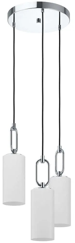 Φωτιστικό Οροφής Majana 390128 Φ37x150cm 3xE27 40W Chrome-White Eglo Steel,Opaline