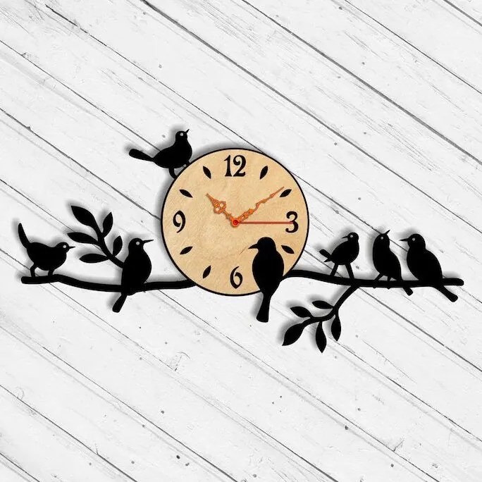 Σετ των 2 Intra απο ξύλο plywood 3mm-4mm πάχος – ξύλο ρολογιών τοίχου Birds on Branch 50x60 cm INTRAVECTRY-MY554582