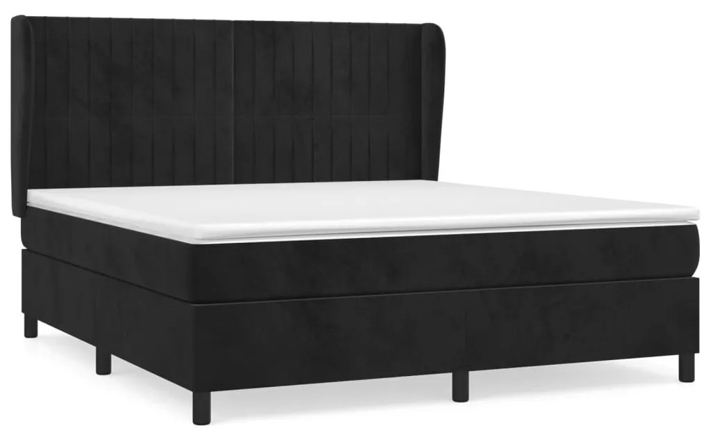 vidaXL Κρεβάτι Boxspring με Στρώμα Μαύρο 160x200 εκ. Βελούδινο