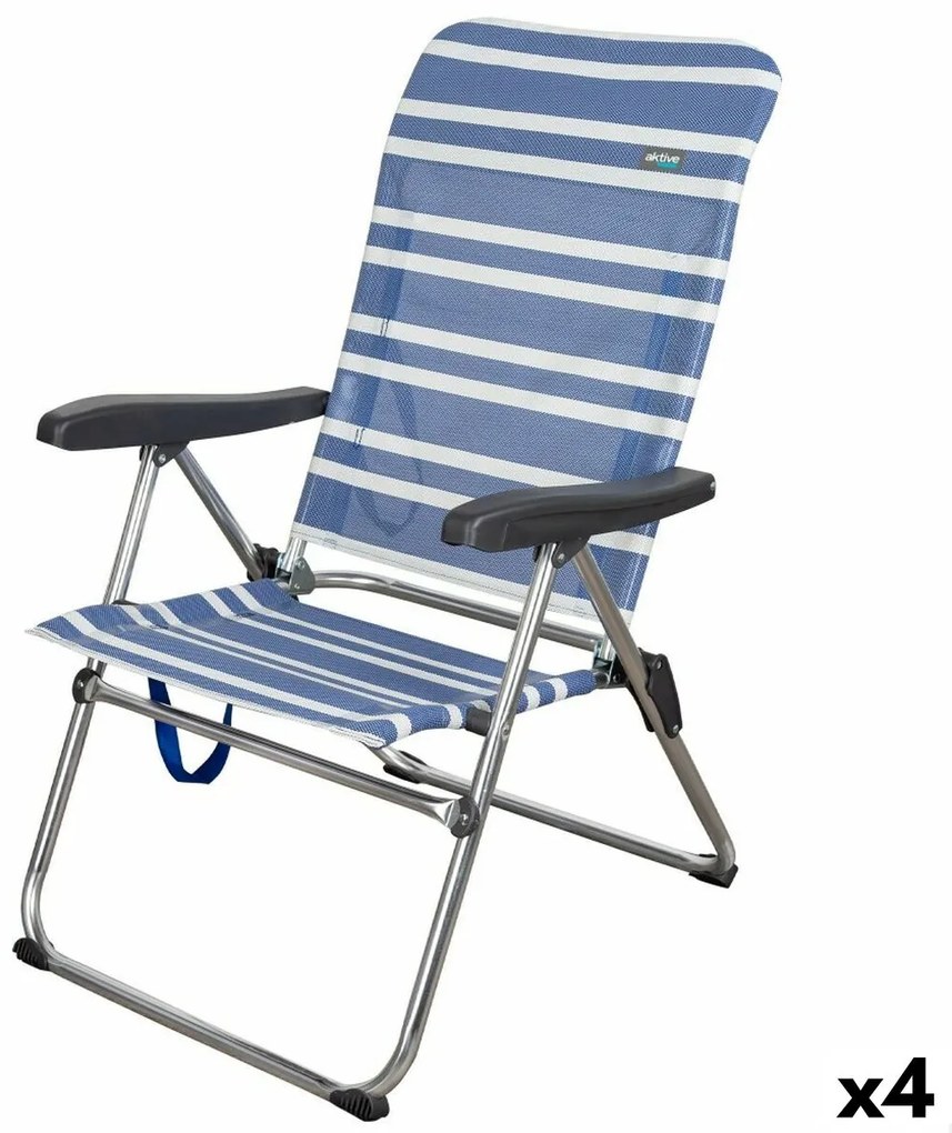 Καρέκλα στην παραλία Aktive Mykonos Μπλε 47 x 93 x 63 cm (4 Μονάδες)