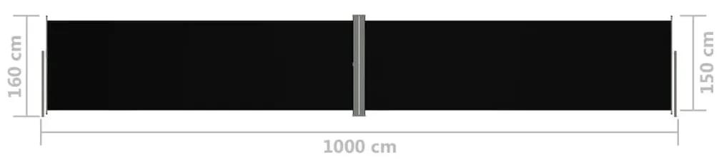 Διαχωριστικό Βεράντας Συρόμενο Μαύρο 160 x 1000 εκ. - Μαύρο