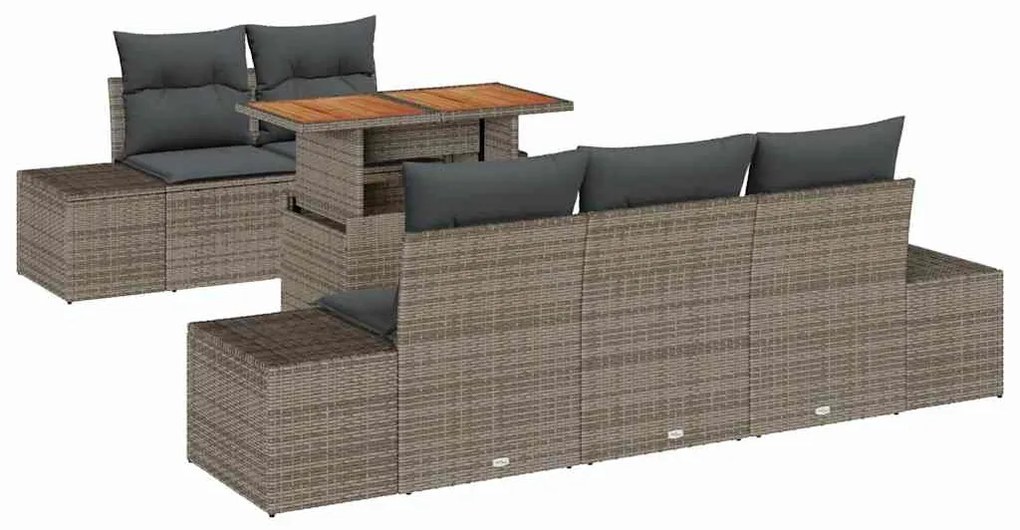 vidaXL Σέτ φαγητού για κήπο 6 pcs Γκρι, Καφέ 100 x 55 x 73 εκ