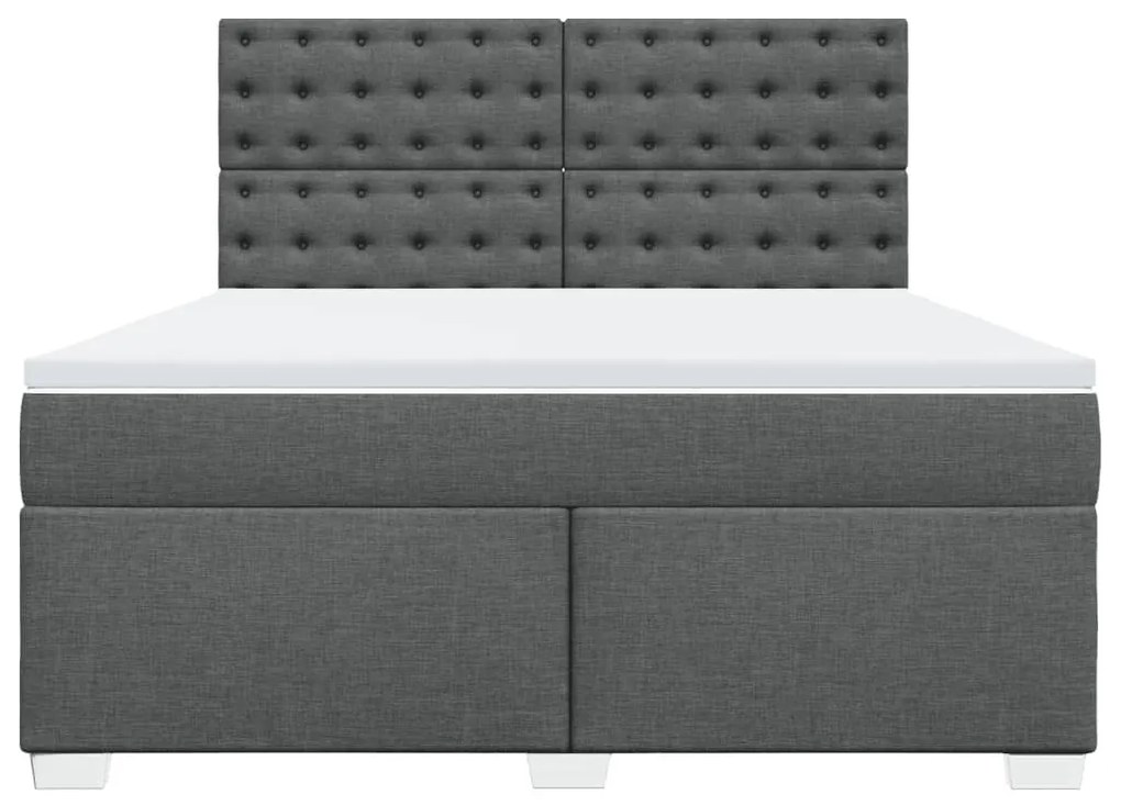 vidaXL Κρεβάτι Boxspring με Στρώμα Σκούρο Γκρι 180x200 εκ Υφασμάτιν