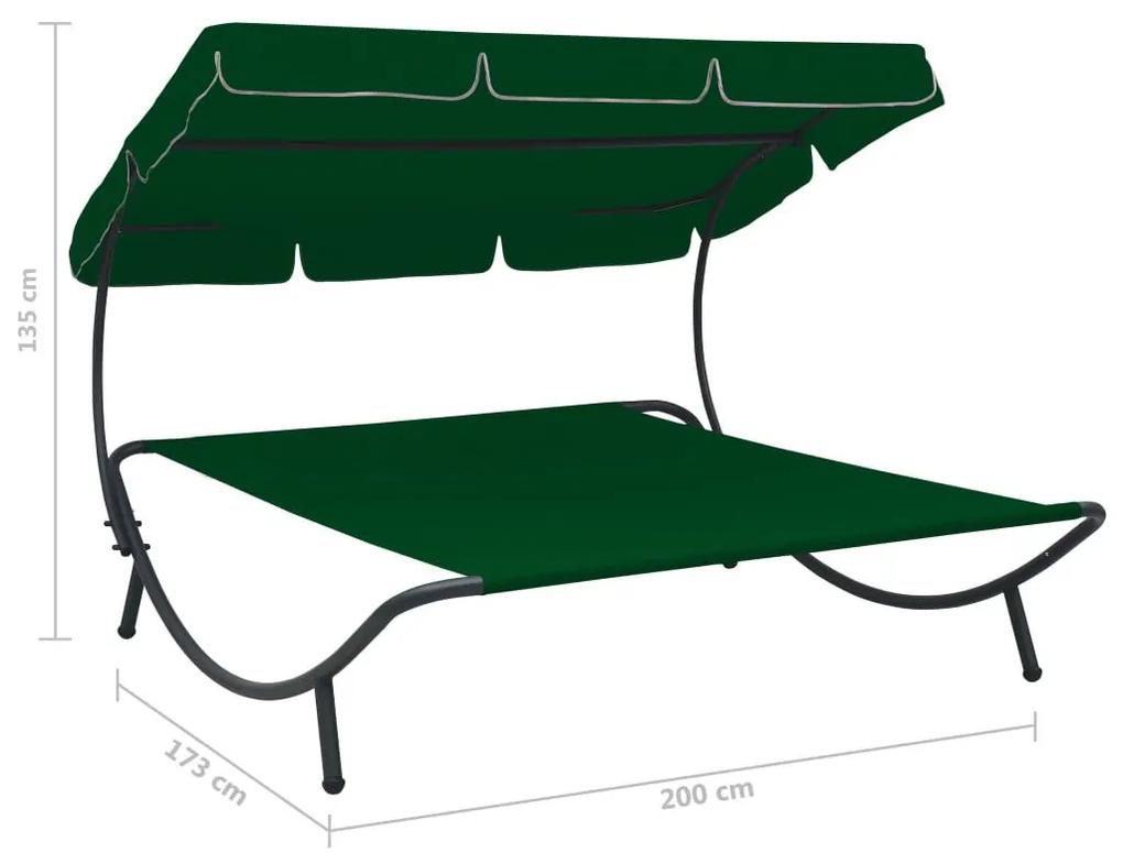Ξαπλώστρα - Κρεβάτι Διπλή Πράσινη με Σκίαστρο - Πράσινο