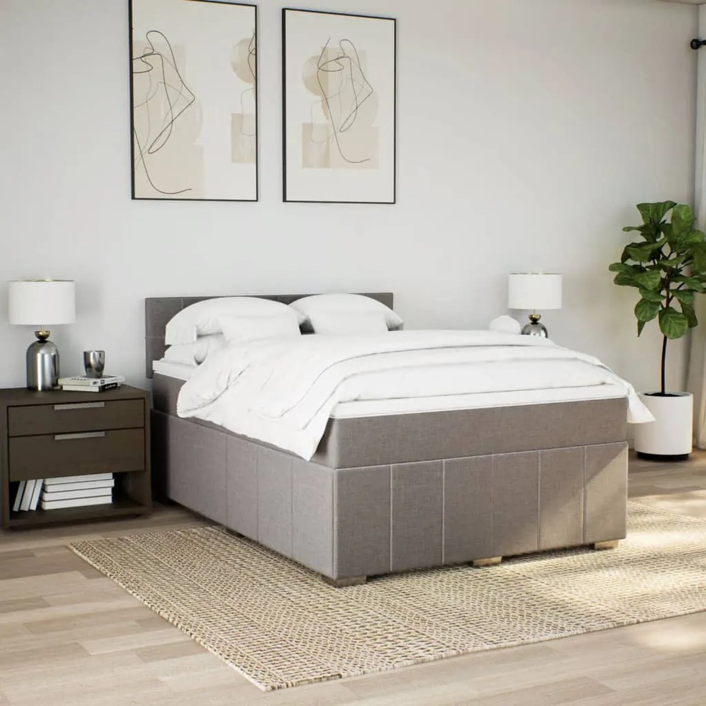 vidaXL Κρεβάτι Boxspring με Στρώμα Taupe 140x200 εκ. Υφασμάτινο