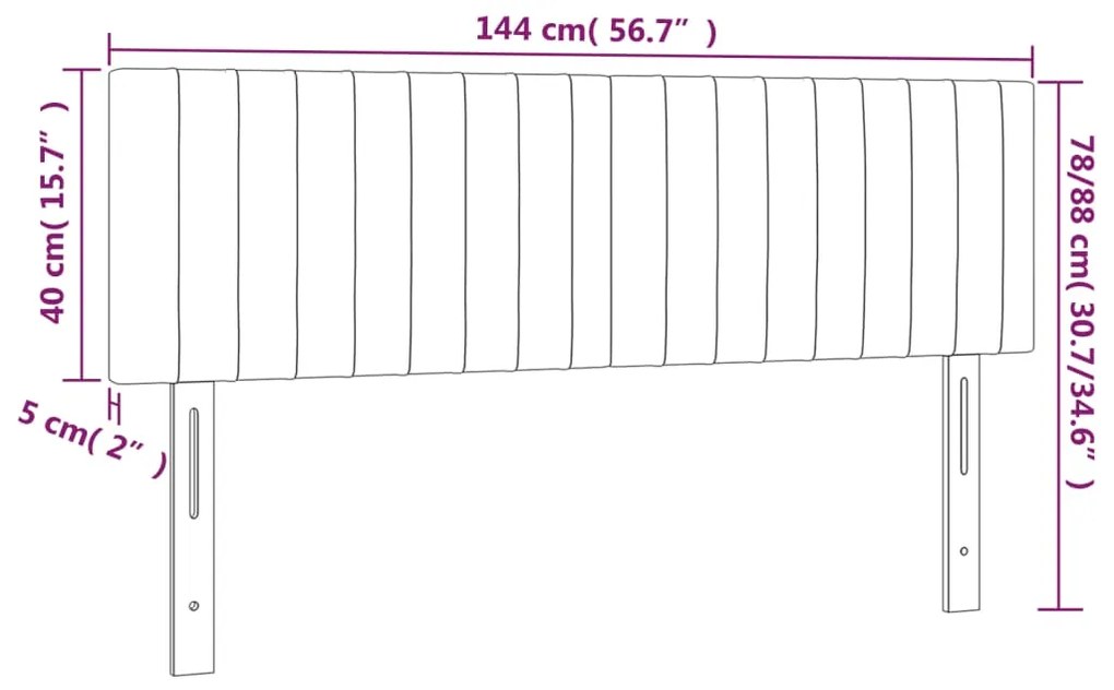 vidaXL Κεφαλάρι Κρεβατιού LED Σκούρο Γκρι 144x5x78/88 εκ. Βελούδινο