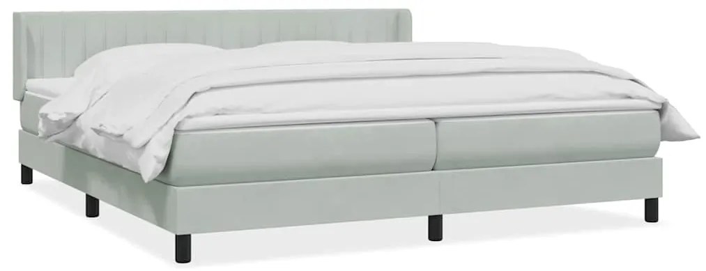 vidaXL Κρεβάτι Boxspring με Στρώμα Ανοιχτό Γκρι 180x210 εκ. Βελούδινο