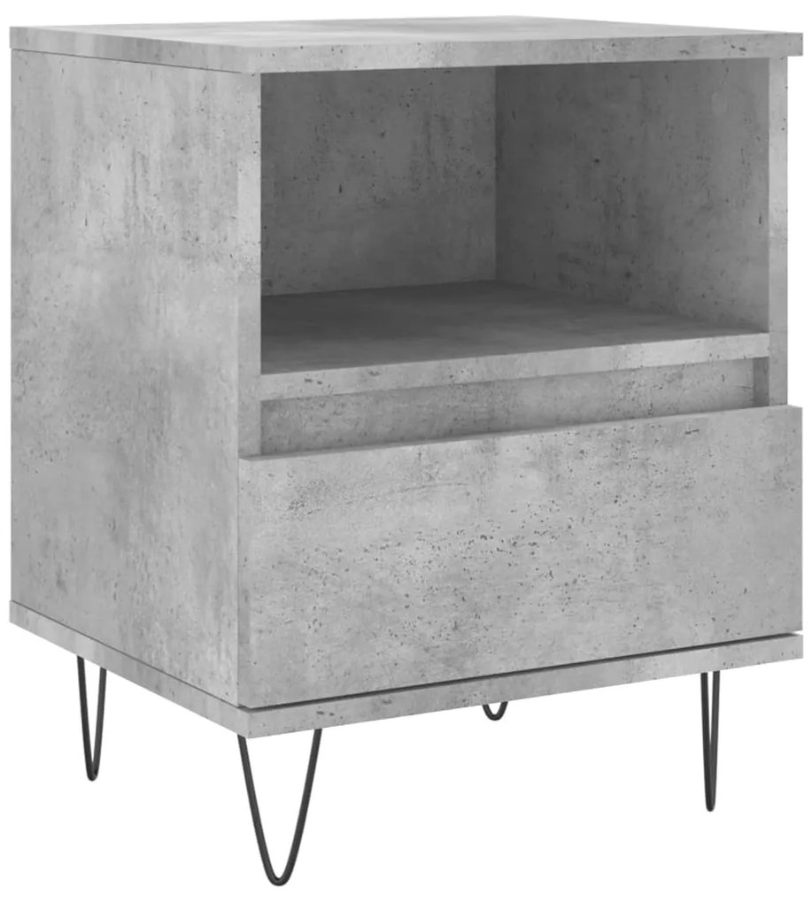 vidaXL Κομοδίνα 2 τεμ. Γκρι Σκυροδέματος 40x35x50 εκ. Επεξεργ. Ξύλο