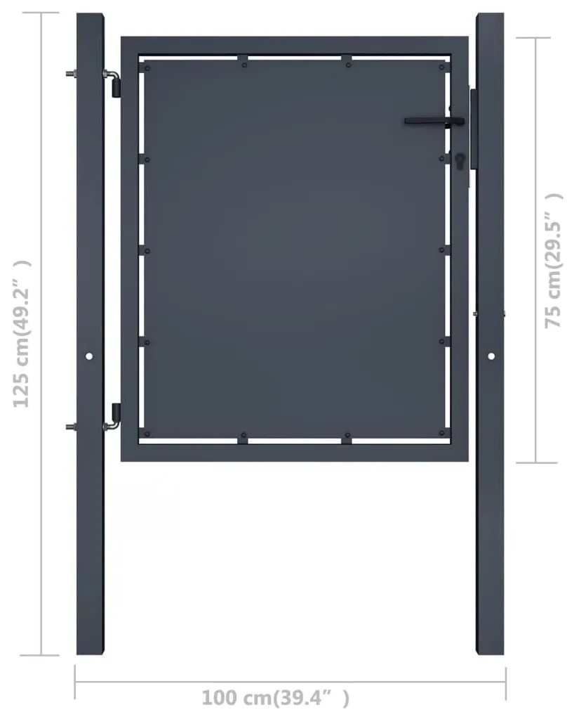 vidaXL Πόρτα Κήπου Ανθρακί 100x75 εκ. από Ατσάλι
