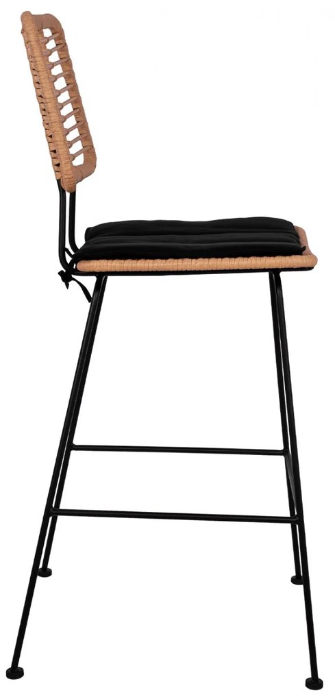 Σκαμπό Μπαρ ALLEGRA C5455 Μεταλλικό με Μπέζ Wicker &amp; Μαξιλάρι 46,5x55x117,5Υ εκ. 46.5x55x117.5 εκ.