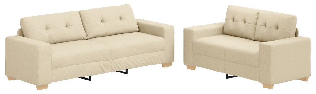 vidaXL Σετ Καναπέ με μαξιλάρι 2 pcs Κρεμ 221 x 78 x 80 εκ Ύφασμα