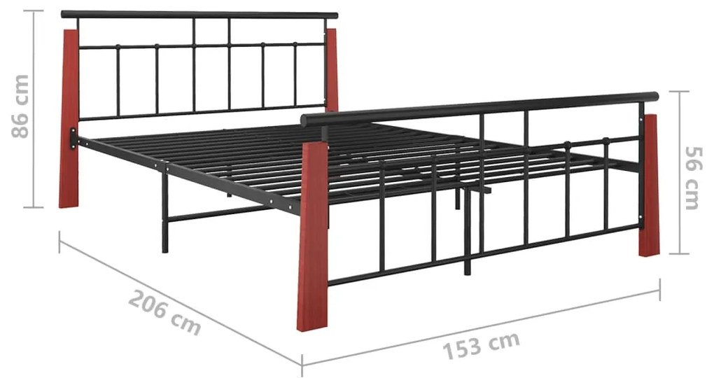 vidaXL Πλαίσιο Κρεβατιού 140 x 200 εκ. Μέταλλο/Μασίφ Ξύλο Δρυός