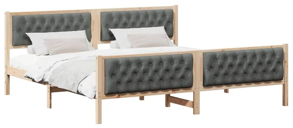 vidaXL Σκελετός Κρεβατιού με κεφαλάρι Σκούρο Γκρι 200 x 200 cm