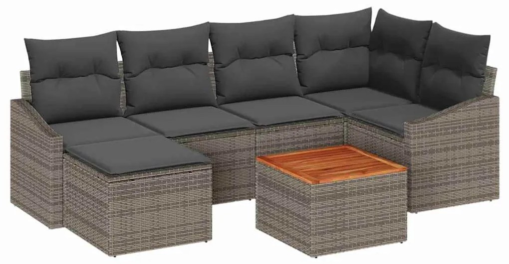 vidaXL Σετ Καναπέ Κήπου με μαξιλάρι 7 pcs Γκρι συνθετικό ρατάν