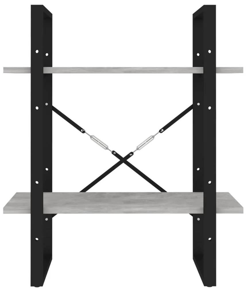 vidaXL Βιβλιοθήκη με 2 Ράφια Γκρι Σκυρ. 60 x 30 x 70 εκ. Επεξ. Ξύλο