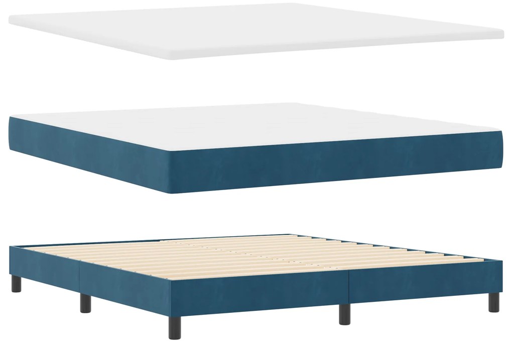 vidaXL Κρεβάτι Box Spring με Στρώμα Σκούρο Μπλε 180x200 εκ. Βελούδο
