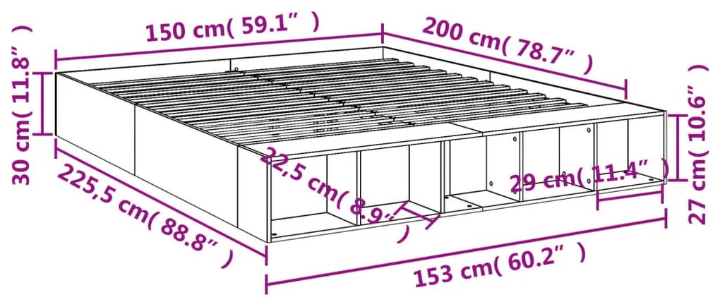 ΠΛΑΙΣΙΟ ΚΡΕΒΑΤΙΟΥ ΚΑΦΕ ΔΡΥΣ 150X200 ΕΚ. ΕΠΕΞΕΡΓΑΣΜΕΝΟ ΞΥΛΟ 3280565