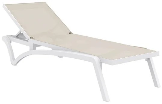 SIESTA PACIFIC ΞΑΠΛΩΣΤΡΑ WHITE/TAUPE ΠΟΛ/ΝΙΟΥ 193X68X35εκ.53.0100