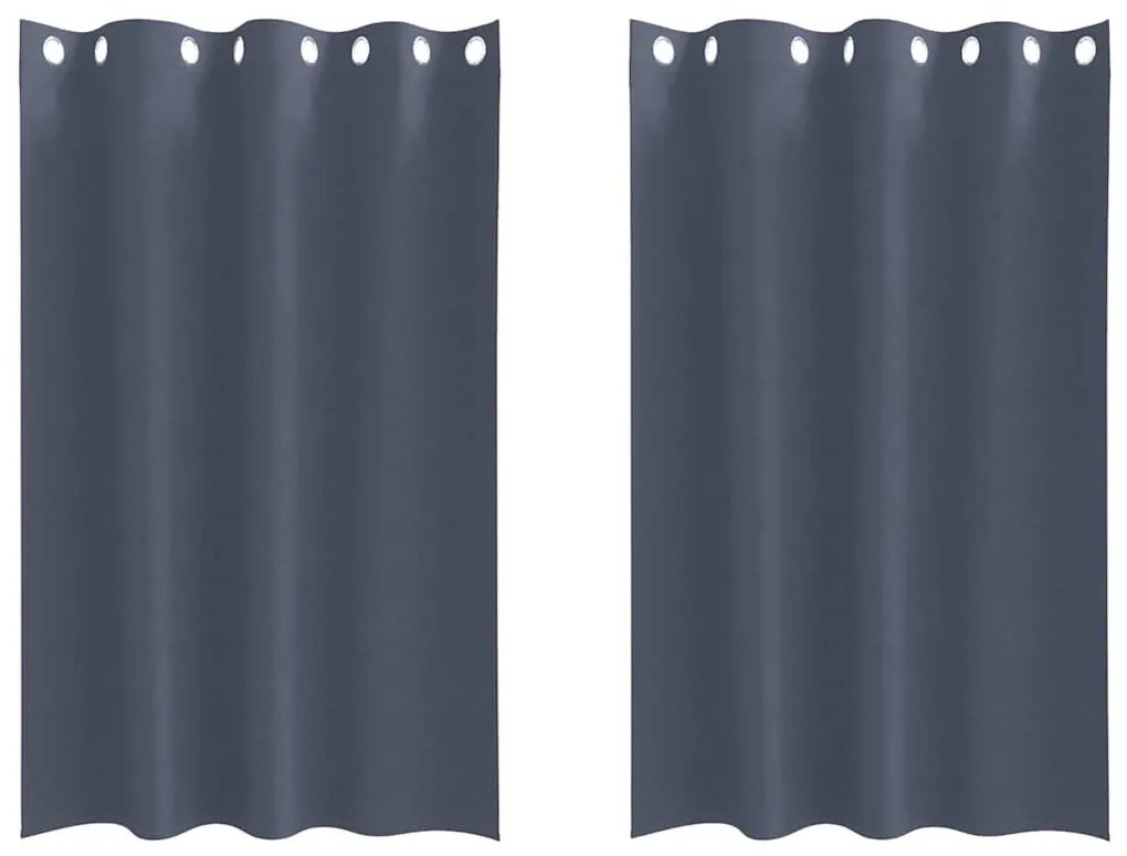 vidaXL Κουρτίνες με κουρτίνες 2 pcs Ανθρακί Πολυεστέρας