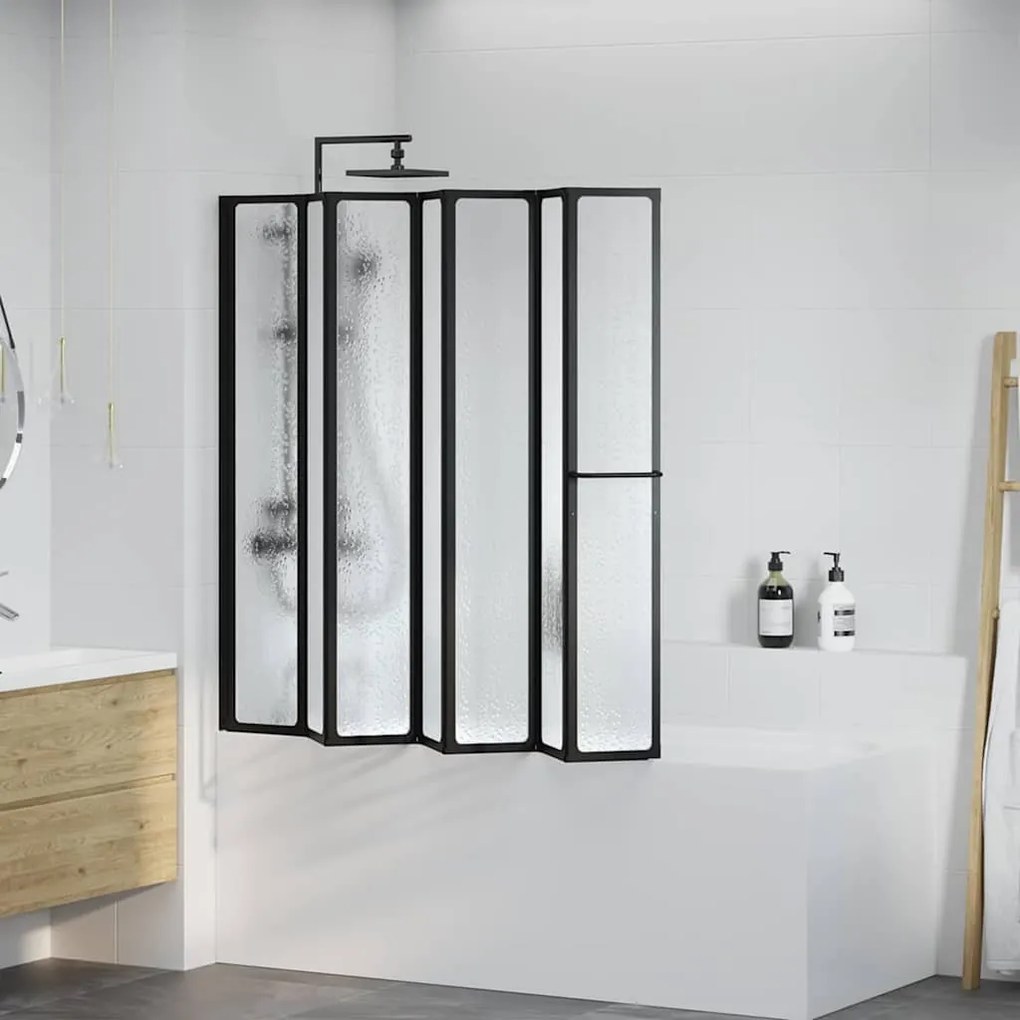 vidaXL Διαχωριστικό ντους Πτυσσόμενος Μαύρο 168 x 140 εκ Αλουμίνιο