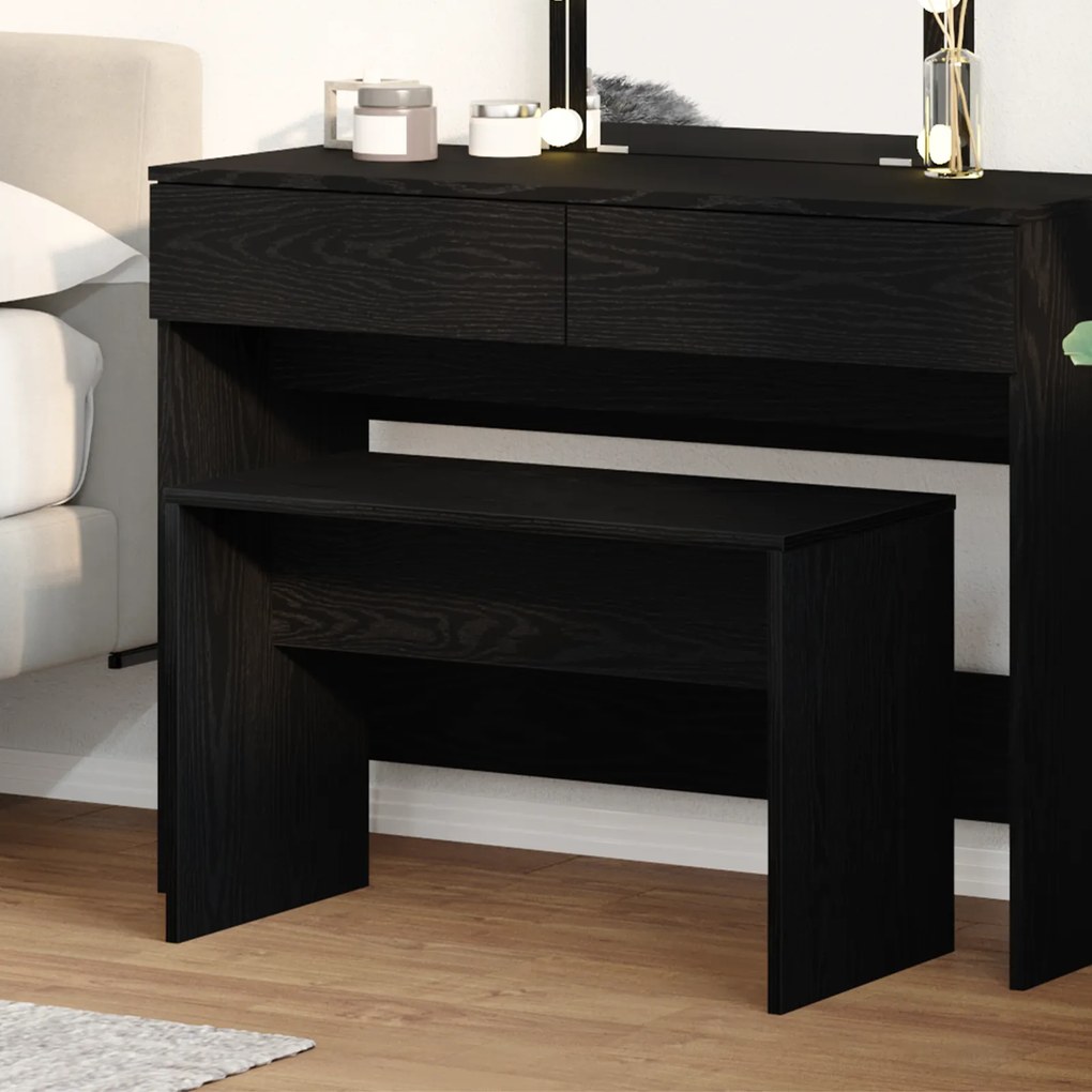 vidaXL Καρέκλα Ντύσιμου Μαύρη Δρυ 70x35x45 cm MDF