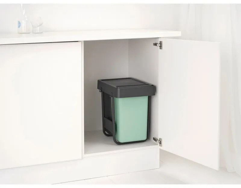 Brabantia Sort&Go κάδος χωριστής συλλογής 1008862, 2x15 l, Εσωτερική τοποθέτηση με τηλεσκοπικό πλαίσιο, Γκρι/πράσινο
