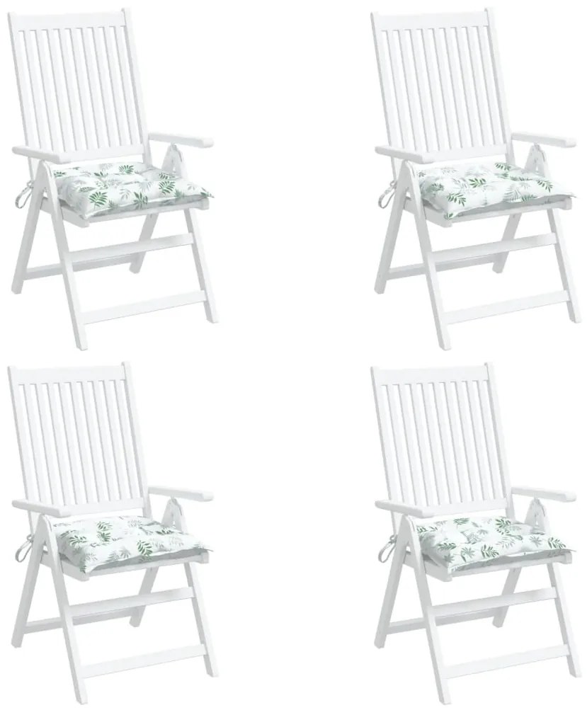 vidaXL Μαξιλάρια Καρέκλας 4 τεμ. Σχέδιο Φύλλων 50x50x7 εκ. Υφασμάτινα