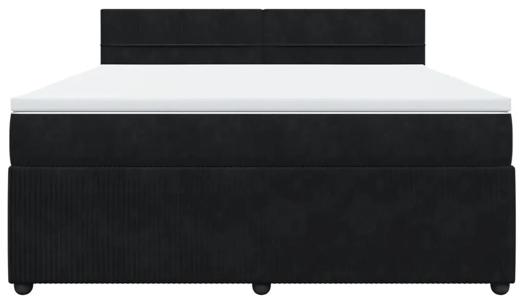 vidaXL Κρεβάτι Boxspring με Στρώμα Μαύρο 180x200 εκ. Βελούδινο