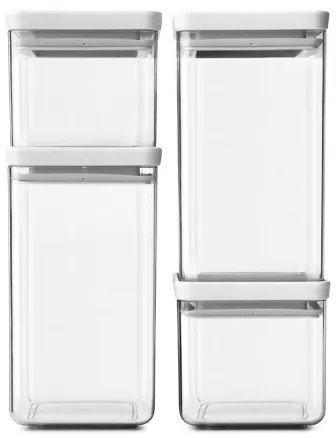 Brabantia 1001159 Βάζο Γενικής Χρήσης με Αεροστεγές Καπάκι Tasty+ (2x0.7L  2x1.6L), 4 , Light Grey