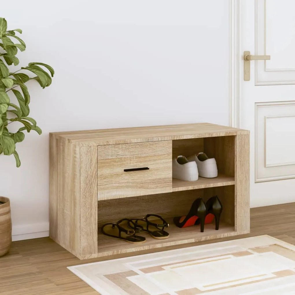 vidaXL Παπουτσοθήκη Sonoma Δρυς 80x35x45 εκ. από Επεξεργασμένο Ξύλο