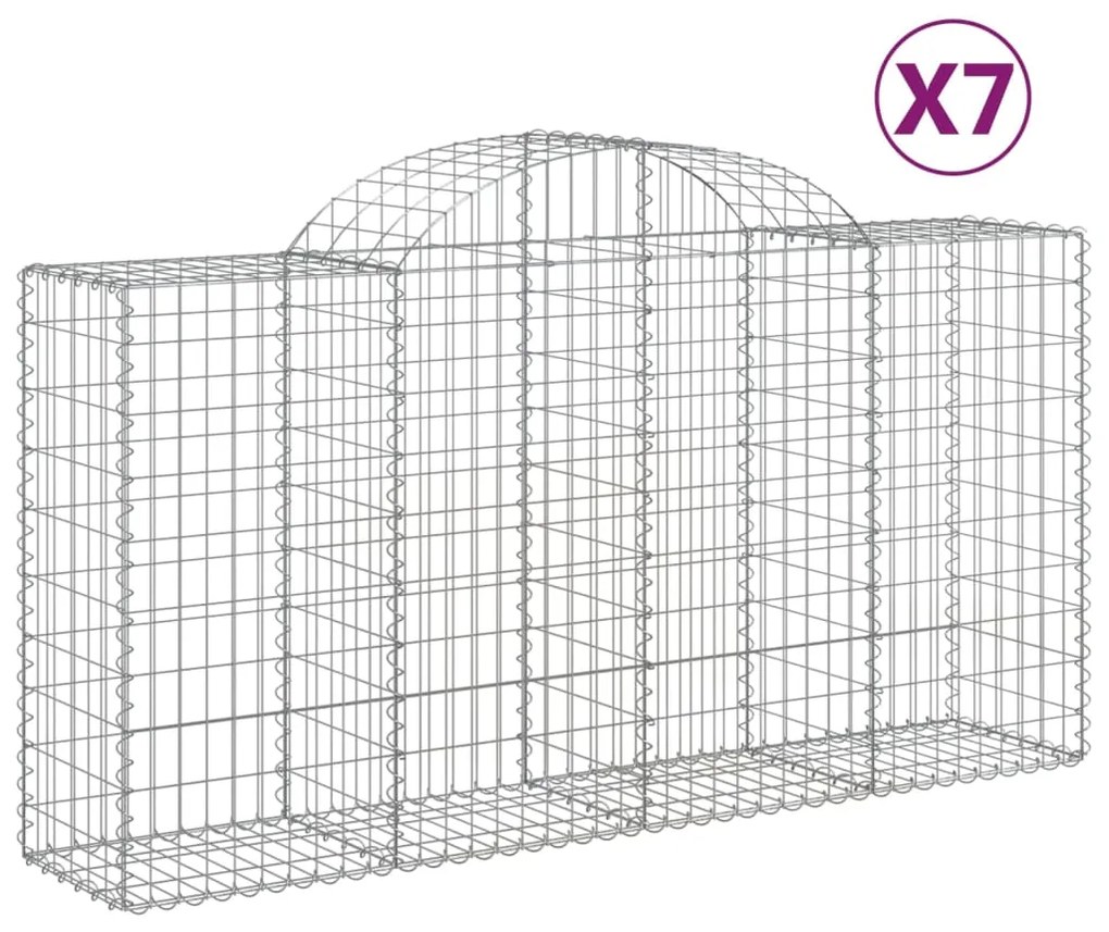 vidaXL Συρματοκιβώτια Τοξωτά 7 τεμ. 200x50x100/120 εκ. Γαλβαν. Ατσάλι