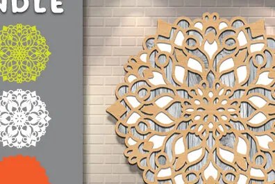 Σετ των 2 Intra απο ξύλο plywood 3mm-4mm πάχος 3d Layered Mandala Design Δίασταση 30x30 cm INTRAFABR-72089558