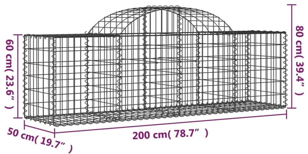 vidaXL Συρματοκιβώτια Τοξωτά 14 τεμ. 200x50x60/80 εκ. Γαλβαν. Ατσάλι