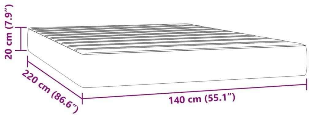 Στρώμα με Pocket Springs Σκούρο Γκρι 140x220x20 εκ. Βελούδινο - Γκρι