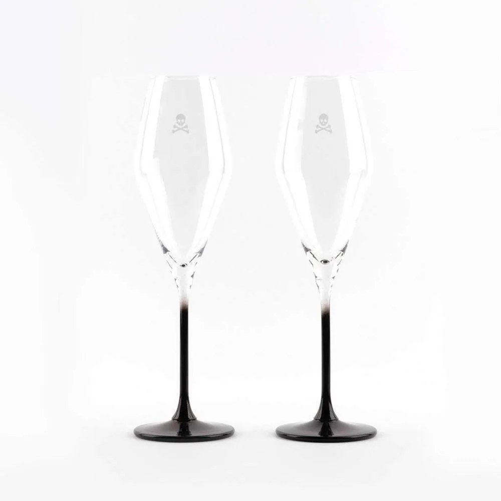 Ποτήρι Σαμπάνιας Home (Σετ 2Τμχ) 20.21.0968 Black-Clear Scalpers Crystal
